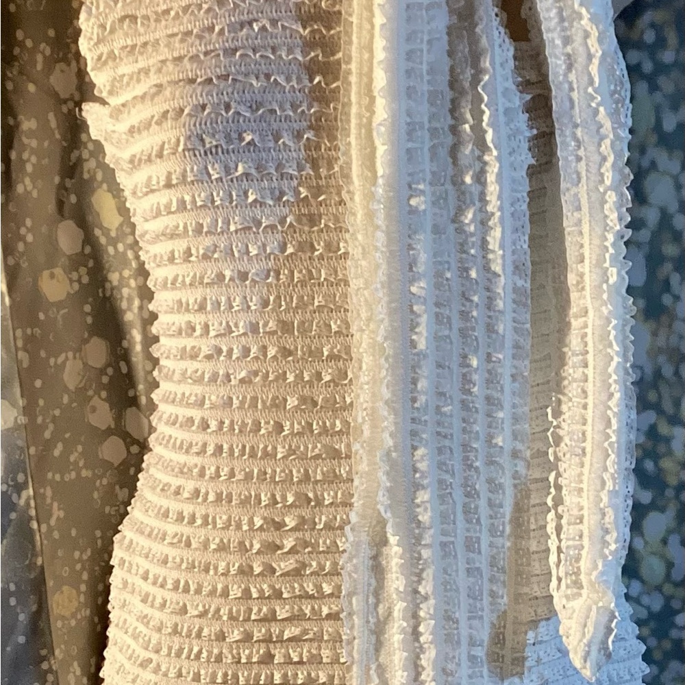 Cream Textured Smocked Top